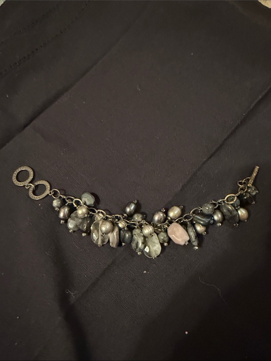 Silpada Jewelry - Handmade Pearl and Crystal Charm Bracelet - Black gray silver